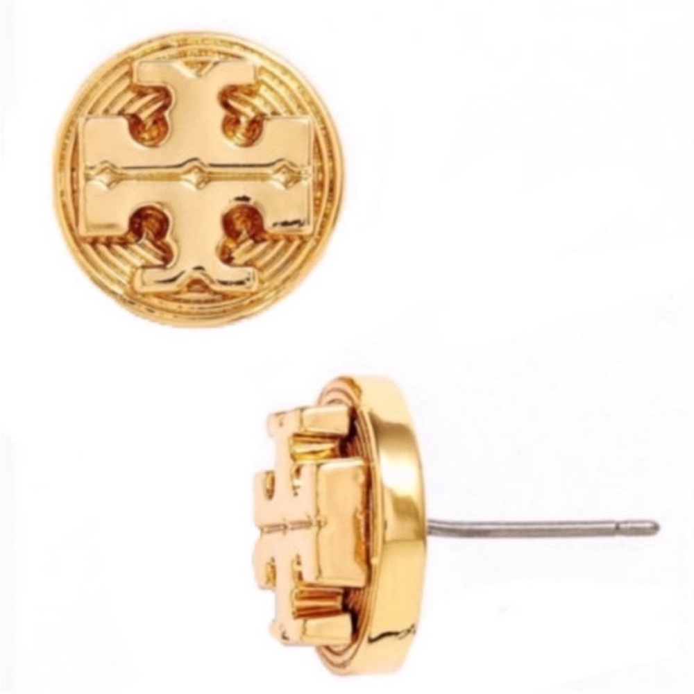 Tory Burch gold logo Disc stud earrings - Picture 2 of 9